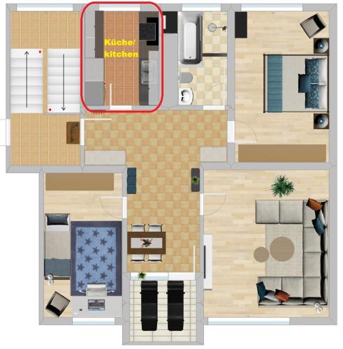 a drawing of a floor plan of a house at Am Biebricher Schloßpark in Wiesbaden