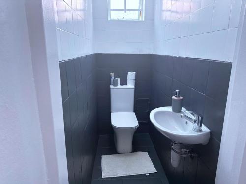 a bathroom with a toilet and a sink at SA Guest House in Roodepoort