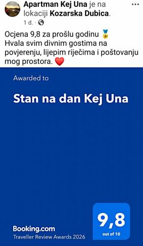a screenshot of a text message on a phone at Stan na dan Kej Una in Bosanska Dubica