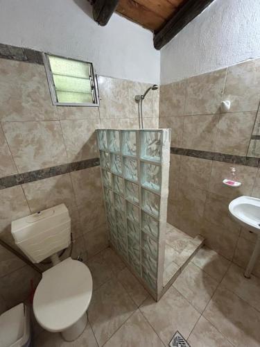 a bathroom with a toilet and a sink at Amanecer en Cuyo in San Rafael
