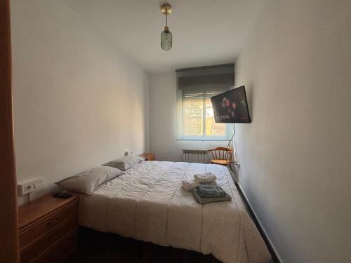 a bedroom with a bed and a tv on the wall at Norte Astur in Langreo
