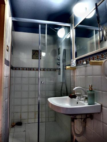 ein Badezimmer mit Waschbecken und Dusche in der Unterkunft AlCasart in Alcamo