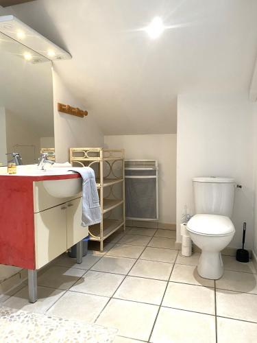 a bathroom with a sink and a toilet at Puravida Apparts in Lagnieu
