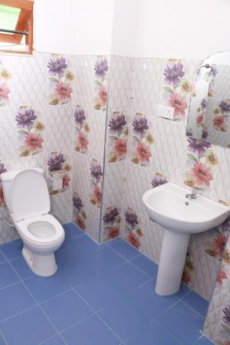 a bathroom with a toilet and a sink at Dilara Resort Mirissa in Mirissa