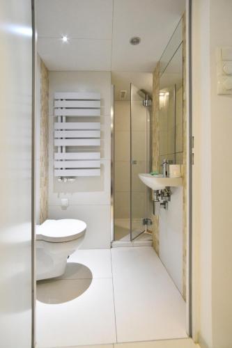 a bathroom with a toilet and a sink at The Loft in Gliwice