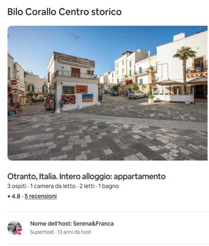 a screenshot of a website with a picture of a building at Casa Coralli Centro Storico by CASASI Vacanze Otranto in Otranto