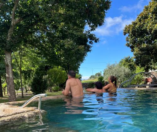 a group of people in a swimming pool at Casa do Palheiro - Valença in Bade