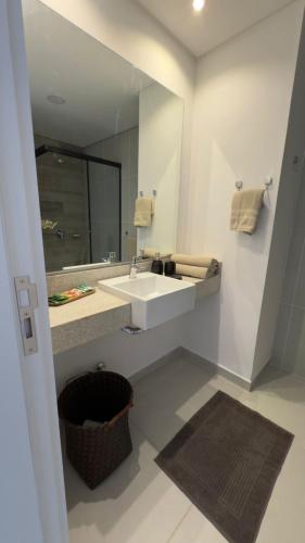 a bathroom with a sink and a mirror at LUXER VIVO Encarnacion in Encarnación