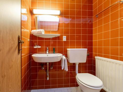 a bathroom with a toilet and a sink at Brixen Alpin Living Top 19 in Brixen im Thale