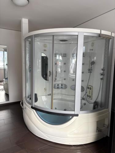 a large glass room with a shower in a room at Apartment Seeboden in Seeboden
