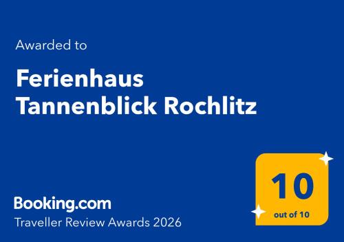 a yellow rectangle with the number on it at Ferienhaus Tannenblick Rochlitz in Rochlitz