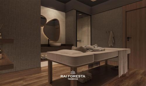 a rendering of a bathroom with a sink and a mirror at Rai Foresta Tekirova & SPA in Kemer