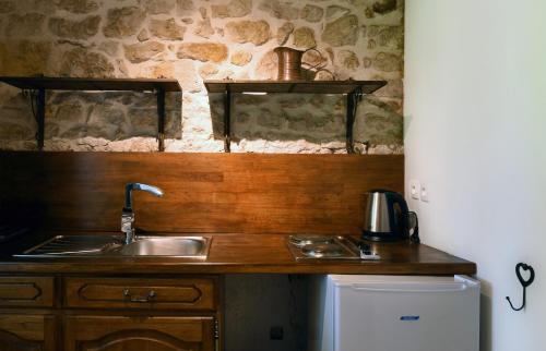 a kitchen with a sink and a counter top at La Longère du Sallay in Saincaize-Meauce