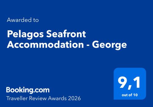 a blue sign with the text advanced to packages patient accomodation documentationgee at Pelagos Seafront Accommodation - George in Myrties