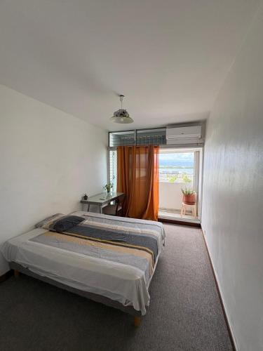 a bedroom with a large bed and a window at Oasis du 7e ciel in Pointe-à-Pitre