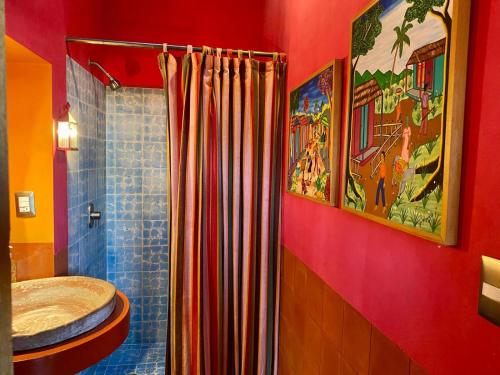 a bathroom with a shower and a sink at Posada de la cruz #4 in Querétaro