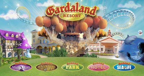 a view of the disneyland resort with its attractions at Lake-Hot Springs-Gardaland, Private Parking at Dolce Duplex Lazise in Lazise