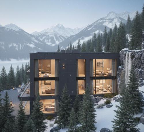 a house on a hill with mountains in the background at GLD Home in Sapanca