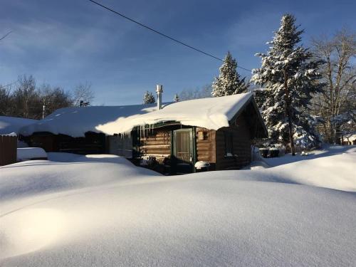 a log cabin with snow on the ground at Wild Bills Cabin in Red Lodge