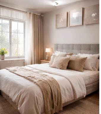 a bedroom with a large bed and a window at Amigos Land in Zeralda