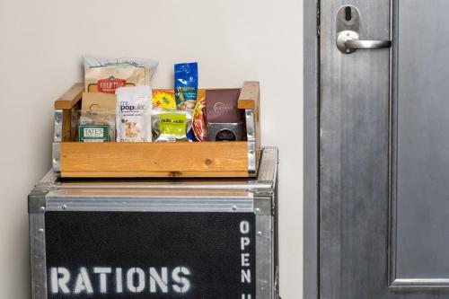 a box sitting on top of a refrigerator at Ace Hotel New York in New York