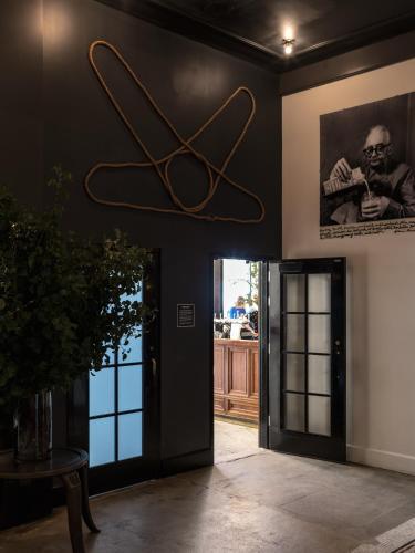 a view of the front door of a house with a nazi sign at Ace Hotel New York in New York