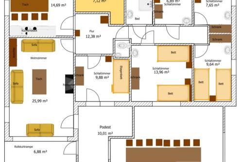 a floor plan of a building at Ottos Ferienhäuser in Rabenkirchen-Faulück