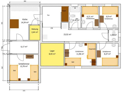 a floor plan of a house at Ottos Ferienhäuser in Rabenkirchen-Faulück