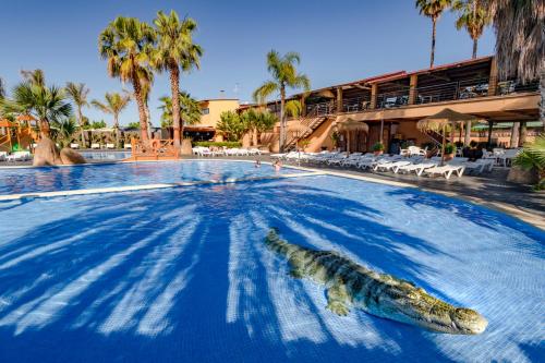 a large swimming pool with a fish in the water at Camping Enmar - Mobil home 3 pièces 4 personnes climatisé + TV MAE-5300 in Pineda de Mar