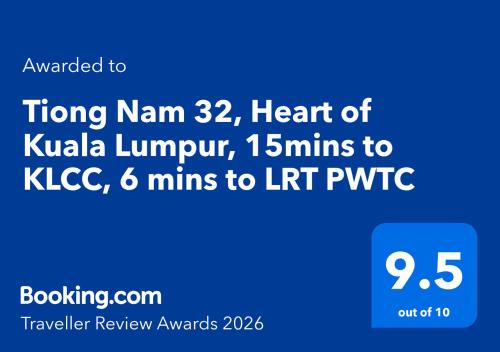 a screenshot of a phone with the words heart of kuala lumpur at Tiong Nam 32, Heart of Kuala Lumpur, 15mins to KLCC, 6 mins to LRT PWTC in Kuala Lumpur