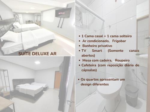 a collage of four pictures of a bedroom at HLN Hotel - Expo - Anhembi in São Paulo