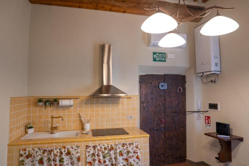 a kitchen with a sink and a counter top at La casina di Zora in Lorenzana
