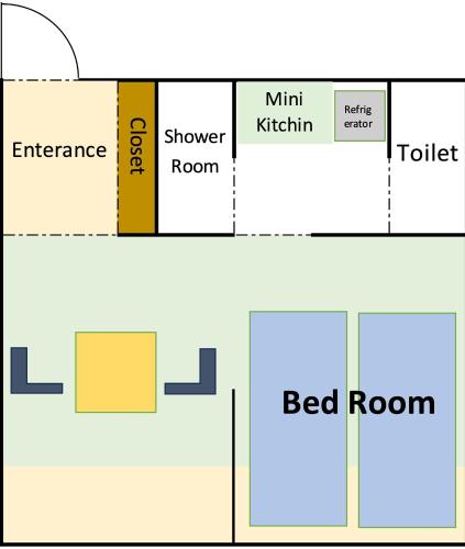 a schematic diagram of a bed room at MA House Osaka Japan Apartment in Osaka