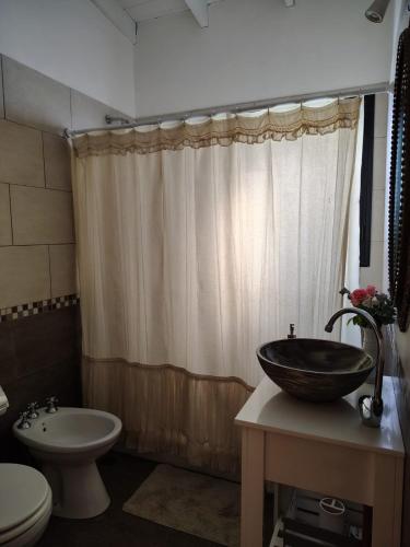 a bathroom with a sink and a toilet at Los jazmines de Duggan in Duggan