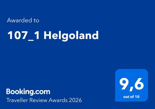 a blue sign with the helpl island at 107_1 Helgoland in Wilhelmshaven
