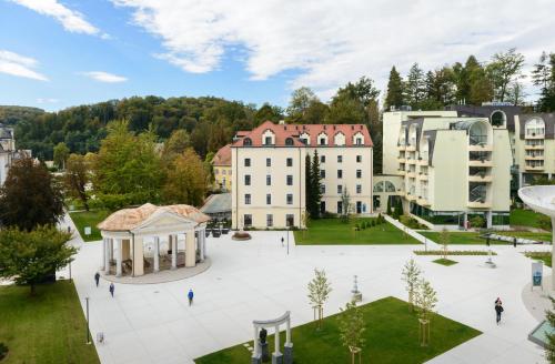 an aerial view of a campus with buildings at Hotel Zagreb - Health & Beauty in Rogaška Slatina