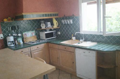 a kitchen with a sink and a counter top at E case di u Puntale in Ghisonaccia