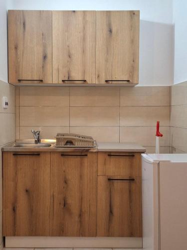 O bucătărie sau chicinetă la Bukuria e Fjerinës