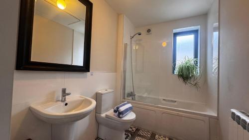 a bathroom with a sink and a toilet and a shower at 14 Dun Farraige in Cobh