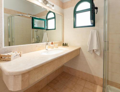 a bathroom with a sink and a mirror at Joya Luxury Villas in Kypseli