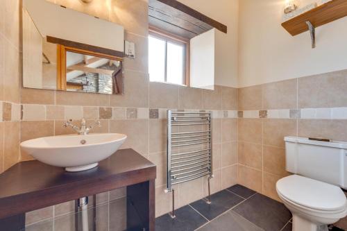 a bathroom with a sink and a toilet at 1 Bed in Gower oc-hh408 in Llanmadoc