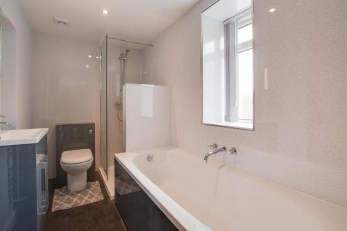 a bathroom with a tub and a toilet and a sink at 2 Bed in Tregaron oc-bow289 in Tregaron