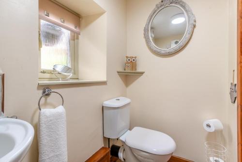 a bathroom with a toilet and a sink and a mirror at 1 Bed in Reeth oc-t29540 in Reeth