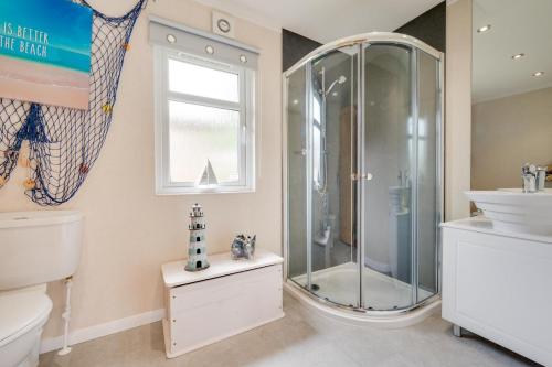 a bathroom with a shower and a toilet and a sink at 2 Bed in Stepaside oc-pw9184 in Stepaside