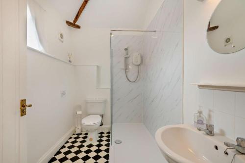 a white bathroom with a toilet and a sink at 1 Bed in Barton Turf oc-s29126 in Neatishead