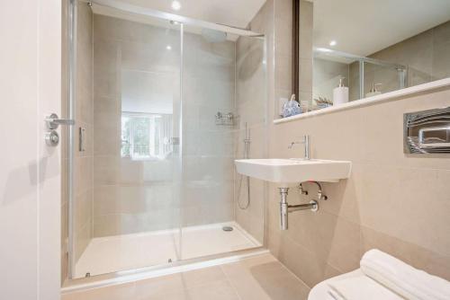 a bathroom with a shower and a sink at 2 Bed in Padstow oc-h29015 in Padstow