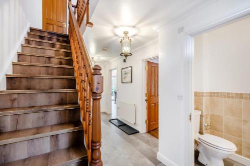 a bathroom with a staircase leading to a toilet at 5 Bed in St. Bees oc-w32446 in St Bees