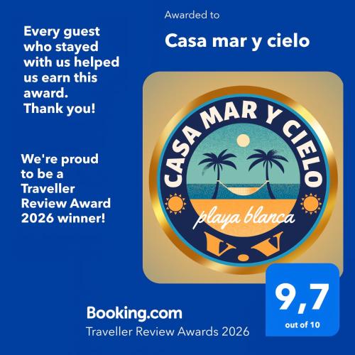 a poster for a csa mar y club with a logo at Casa mar y cielo in Playa Blanca
