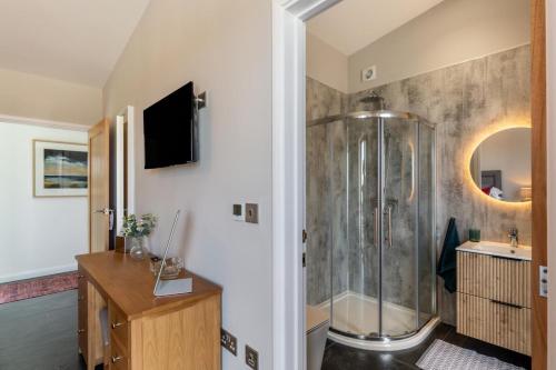 a bathroom with a shower and a sink at 3 Bed in Hartland oc-w29797 in Hartland