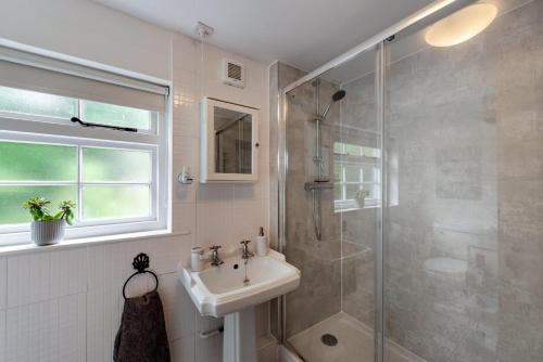 a bathroom with a sink and a glass shower at 2 Bed in Broadwoodkelly oc-j31818 in Broadwoodkelly